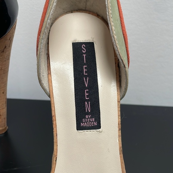 Steven by Steve Madden Peep Open Toe Heels Vybe Cork Leather Multicolor 7.5 - Picture 2 of 12